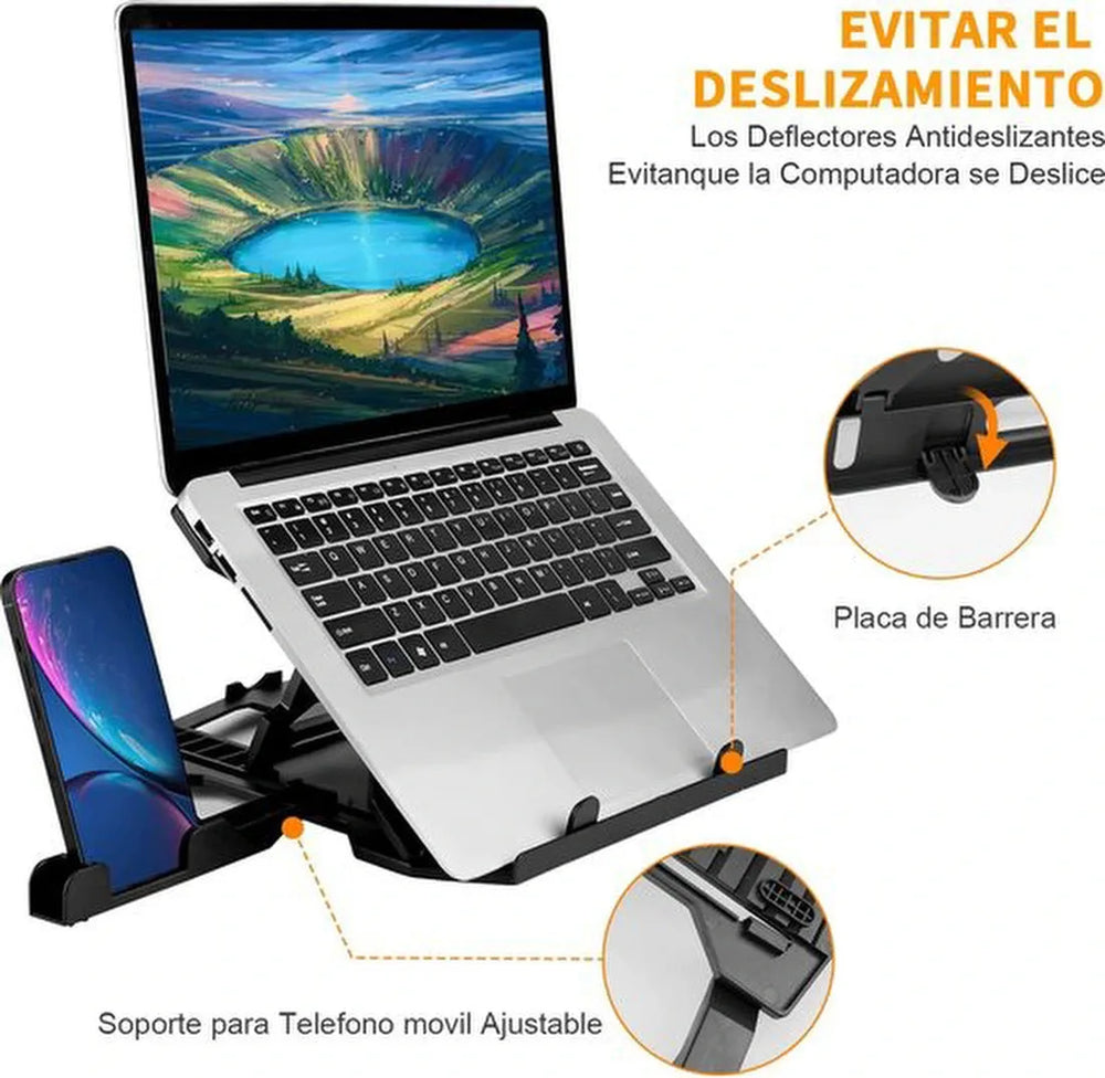 Laptopstandaard – Ergonomisch Verstelbaar – Voor 10-17 Inch Laptop – Antislip – Zilver-Notebookstandaard-Ilumina Benelux