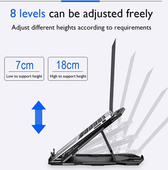 Laptopstandaard – Ergonomisch met Telefoonhouder – Verstelbaar & 360° Draaibaar – Tablet Houder – N2 – Zwart-Notebookstandaard-Ilumina Benelux