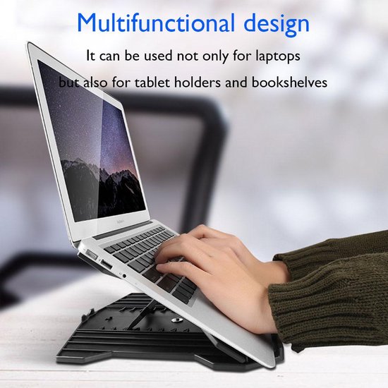 Laptopstandaard – Ergonomisch met Telefoonhouder – Verstelbaar & 360° Draaibaar – Tablet Houder – N2 – Zwart-Notebookstandaard-Ilumina Benelux