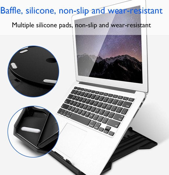 Laptopstandaard – Ergonomisch met Telefoonhouder – Verstelbaar & 360° Draaibaar – Tablet Houder – N2 – Zwart-Notebookstandaard-Ilumina Benelux