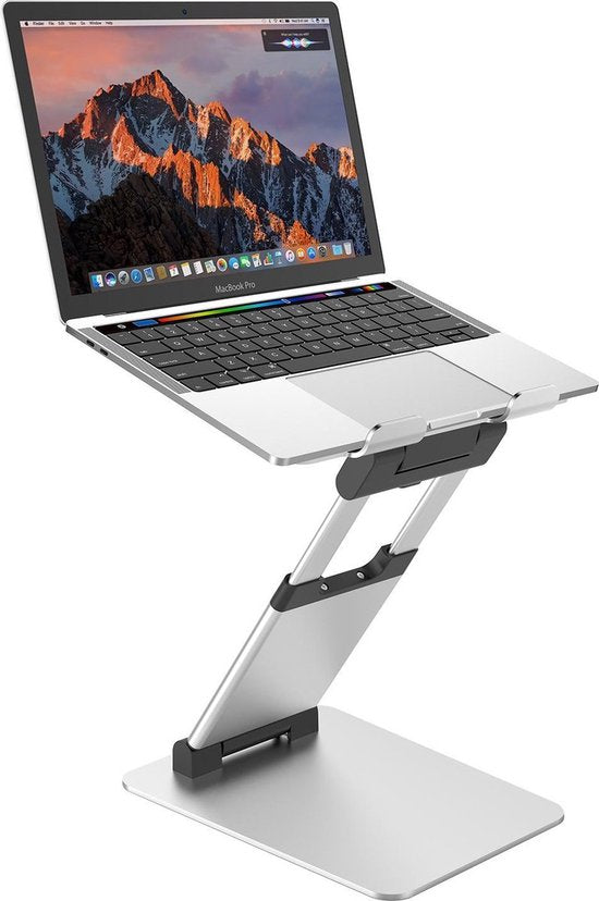 Laptopstandaard – Ergonomische Verhoger – Inklapbaar & Verstelbaar – Aluminium MacBook Houder – Zilver-Notebookstandaard-Ilumina Benelux