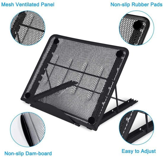 Laptopstandaard – Koelstandaard met ventilatie – Verstelbare hoogte – Universeel 7-15,6 inch – Zwart-Notebookstandaard-Ilumina Benelux