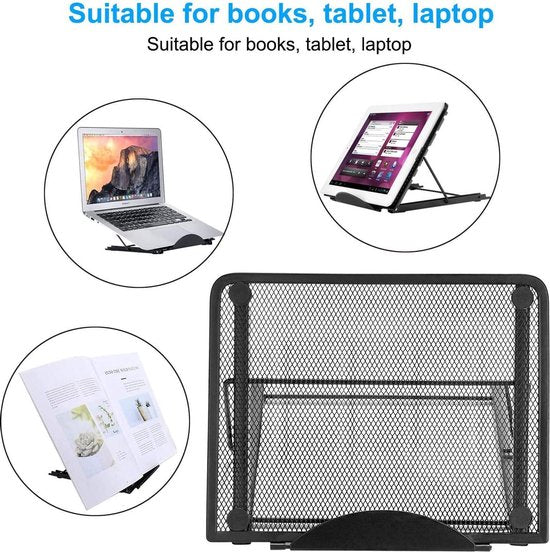 Laptopstandaard – Koelstandaard met ventilatie – Verstelbare hoogte – Universeel 7-15,6 inch – Zwart-Notebookstandaard-Ilumina Benelux