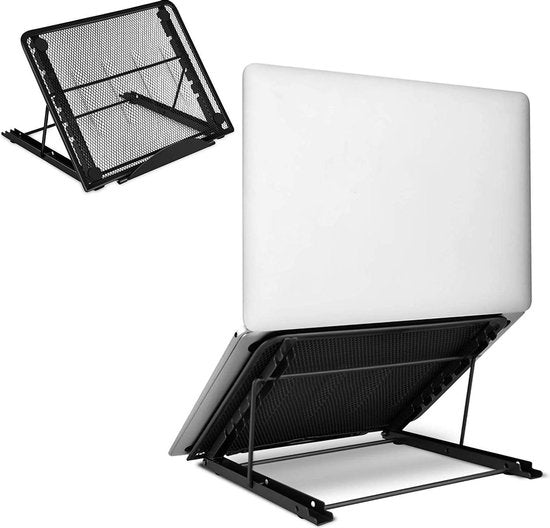 Laptopstandaard – Koelstandaard met ventilatie – Verstelbare hoogte – Universeel 7-15,6 inch – Zwart-Notebookstandaard-Ilumina Benelux