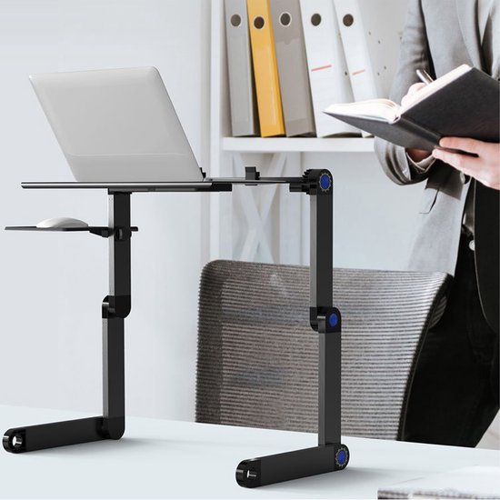 Laptopstandaard – Met Koelventilator – Opvouwbaar & Verstelbaar – Voor Notebook & Tablet – Zwart-Notebookstandaard-Ilumina Benelux