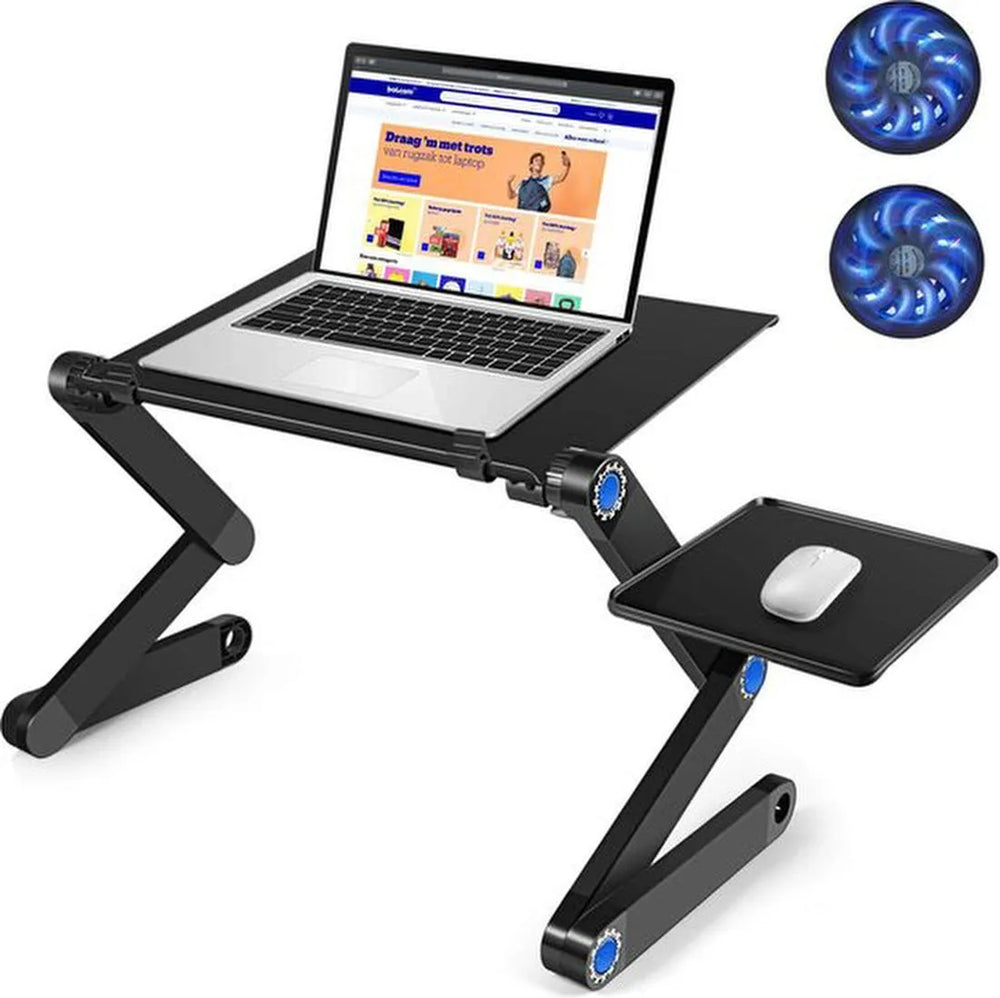 Laptopstandaard – Met Koelventilator – Opvouwbaar & Verstelbaar – Voor Notebook & Tablet – Zwart-Notebookstandaard-Ilumina Benelux