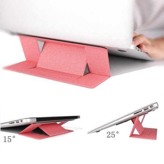 Laptopstandaard – Opvouwbaar & Magnetisch – Multi-Hoek 15°/25° – Voor 9,7-15,6 inch – Waterbestendig PU – Donker Roze-Notebookstandaard-Ilumina Benelux