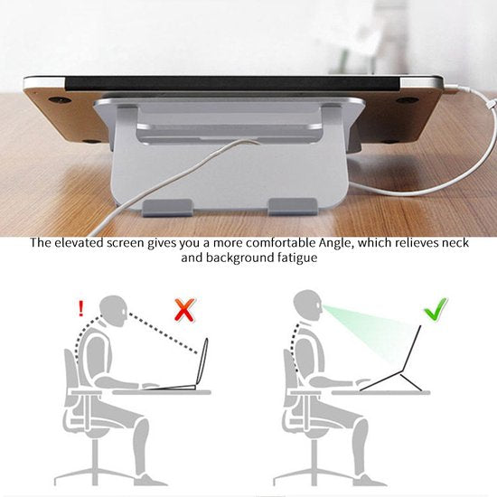 Laptopstandaard – Opvouwbaar – Verstelbare Laptopverhoger – Geschikt voor MacBook – Zilver-Notebookstandaard-Ilumina Benelux
