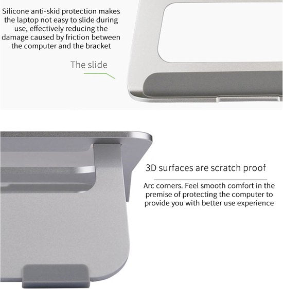 Laptopstandaard – Opvouwbaar – Verstelbare Laptopverhoger – Geschikt voor MacBook – Zilver-Notebookstandaard-Ilumina Benelux
