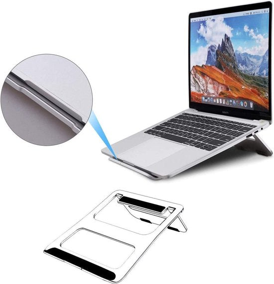 Laptopstandaard – Opvouwbaar – Verstelbare Laptopverhoger – Geschikt voor MacBook – Zilver-Notebookstandaard-Ilumina Benelux