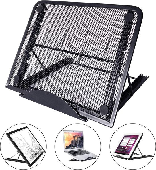 Laptopstandaard – Opvouwbaar & draagbaar – Verstelbare hoek – Geschikt voor laptops tot 15,6 inch – Zwart-Notebookstandaard-Ilumina Benelux