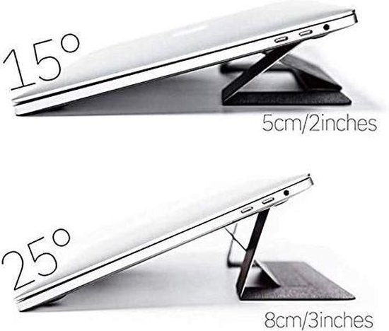 Laptopstandaard – Opvouwbaar & magnetisch – Multi-hoek 15°/25° – Voor 9,7-15,6 inch – Waterbestendig PU – Zwart-Notebookstandaard-Ilumina Benelux
