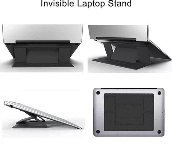 Laptopstandaard – Opvouwbaar & magnetisch – Multi-hoek 15°/25° – Voor 9,7-15,6 inch – Waterbestendig PU – Zwart-Notebookstandaard-Ilumina Benelux