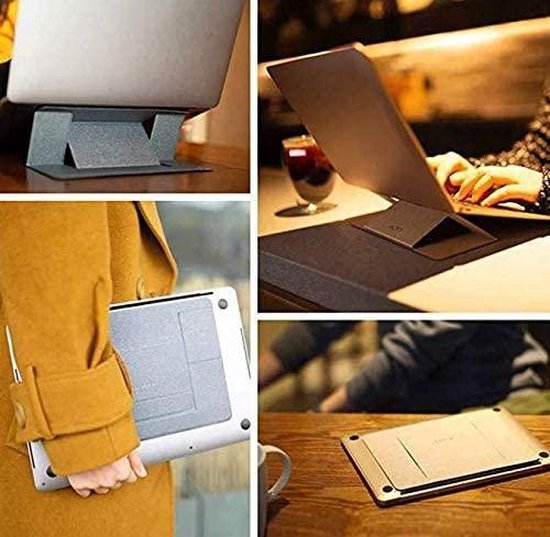 Laptopstandaard – Opvouwbaar & magnetisch – Multi-hoek 15°/25° – Voor 9,7-15,6 inch – Waterbestendig PU – Zwart-Notebookstandaard-Ilumina Benelux