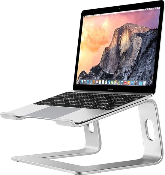 Laptopstandaard – Universele aluminium laptopverhoger – Verstelbare notebookhouder – 10-17 inch – Zilver-Notebookstandaard-Ilumina Benelux