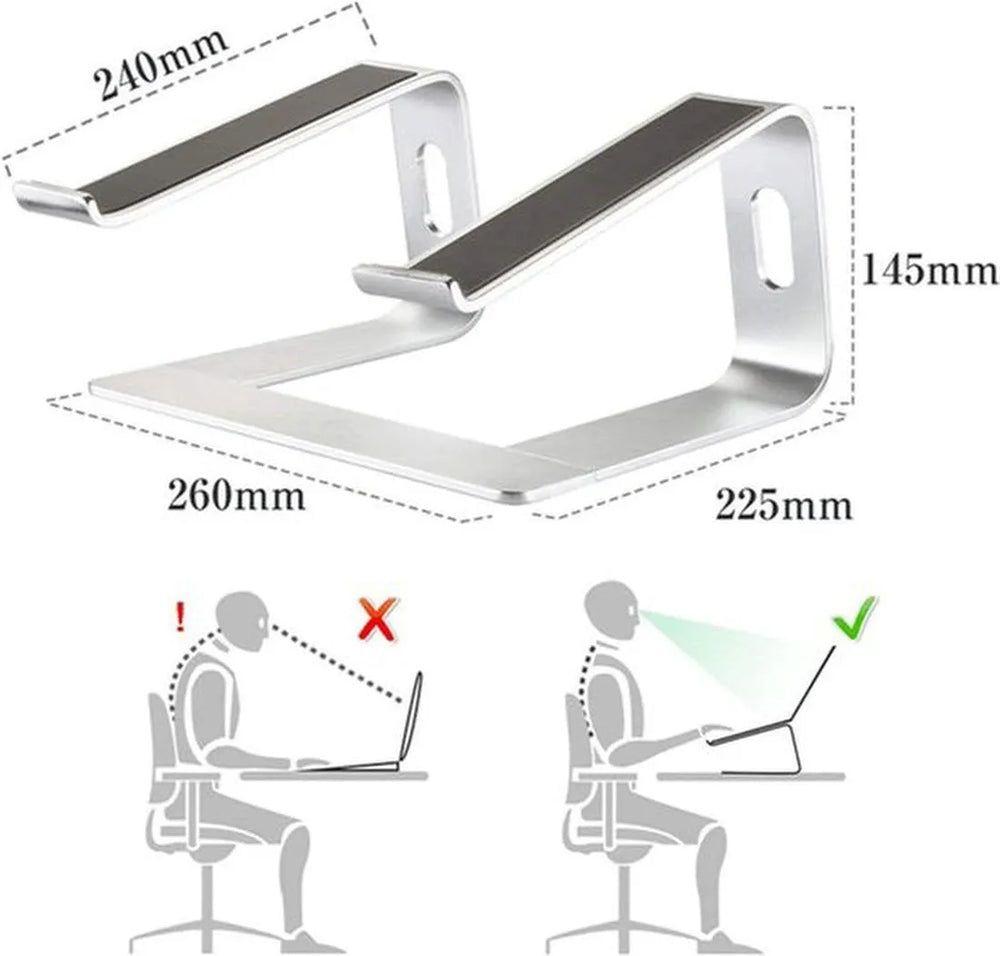 Laptopstandaard – Universele aluminium laptopverhoger – Verstelbare notebookhouder – 10-17 inch – Zwart-Notebookstandaard-Ilumina Benelux