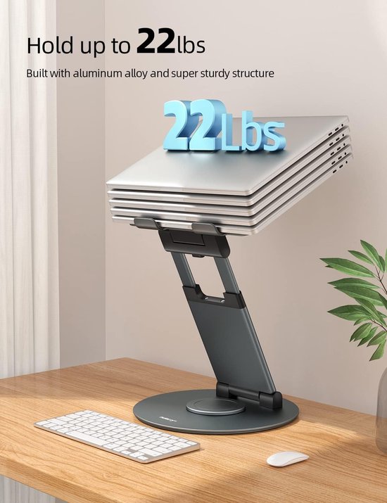 Laptopstandaard – Verstelbaar Aluminium Opvouwbaar – Verticaal Met Koeling – 13-17 Inch Tot 20KG – Grijs-Notebookstandaard-Ilumina Benelux