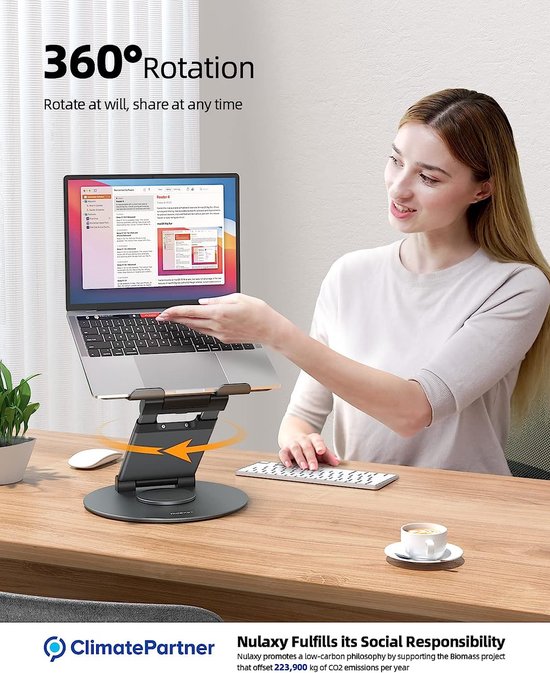 Laptopstandaard – Verstelbaar Aluminium Opvouwbaar – Verticaal Met Koeling – 13-17 Inch Tot 20KG – Grijs-Notebookstandaard-Ilumina Benelux