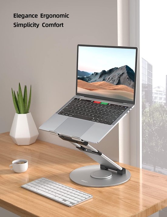 Laptopstandaard – Verstelbaar Aluminium Opvouwbaar – Verticaal Met Koeling – 13-17 Inch Tot 20KG – Grijs-Notebookstandaard-Ilumina Benelux