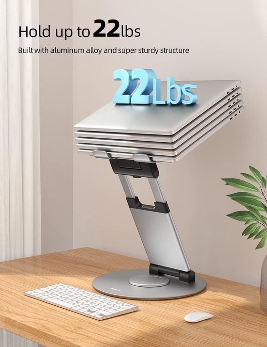 Laptopstandaard – Verstelbaar Aluminium Opvouwbaar – Verticaal Met Koeling – 13-17 Inch Tot 20KG – Grijs-Notebookstandaard-Ilumina Benelux
