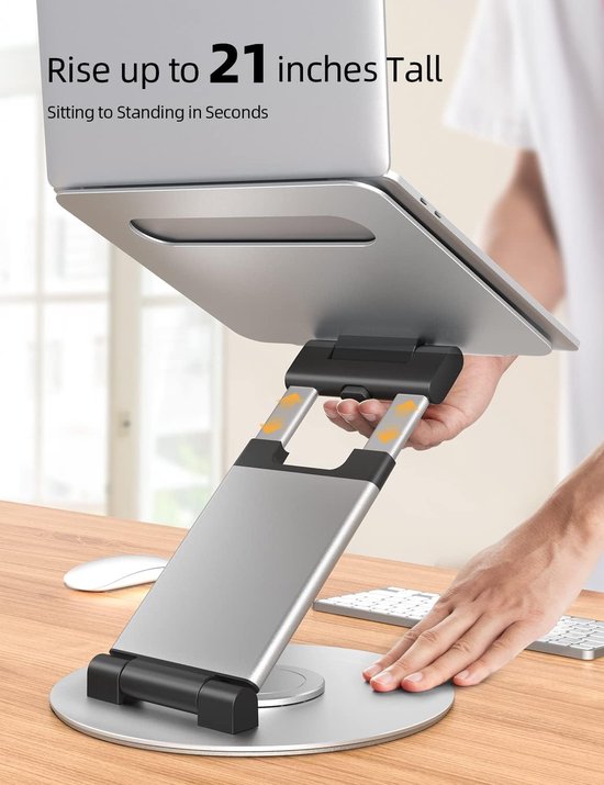 Laptopstandaard – Verstelbaar Aluminium Opvouwbaar – Verticaal Met Koeling – 13-17 Inch Tot 20KG – Grijs-Notebookstandaard-Ilumina Benelux
