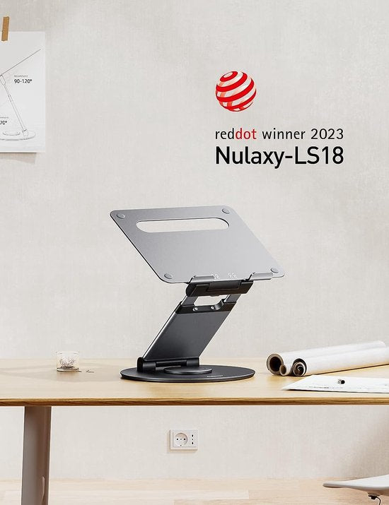 Laptopstandaard – Verstelbaar Aluminium Opvouwbaar – Verticaal Met Koeling – 13-17 Inch Tot 20KG – Grijs-Notebookstandaard-Ilumina Benelux