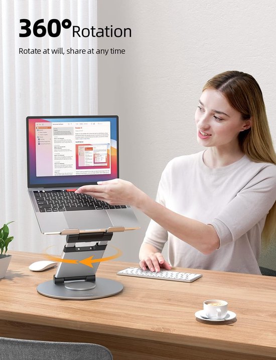 Laptopstandaard – Verstelbaar Aluminium Opvouwbaar – Verticaal Met Koeling – 13-17 Inch Tot 20KG – Grijs-Notebookstandaard-Ilumina Benelux
