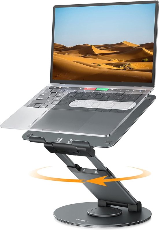 Laptopstandaard – Verstelbaar Aluminium Opvouwbaar – Verticaal Met Koeling – 13-17 Inch Tot 20KG – Grijs-Notebookstandaard-Ilumina Benelux