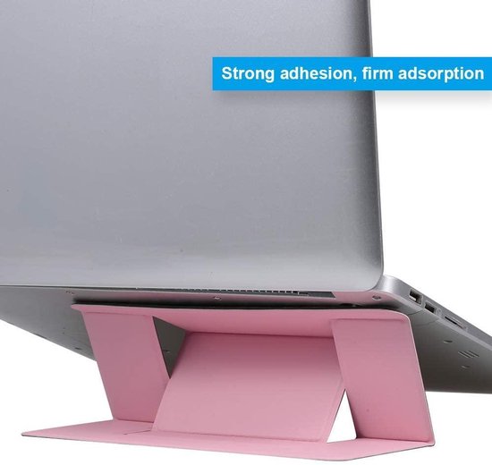 Laptopstandaard – Verstelbaar & Opvouwbaar – Magnetisch PU Verhoger – 15°/25° – 9,7-15,6 inch – Lichtroze-Notebookstandaard-Ilumina Benelux
