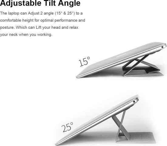 Laptopstandaard – Verstelbaar & Opvouwbaar – Magnetisch PU Verhoger – 15°/25° – 9,7-15,6 inch – Lichtroze-Notebookstandaard-Ilumina Benelux