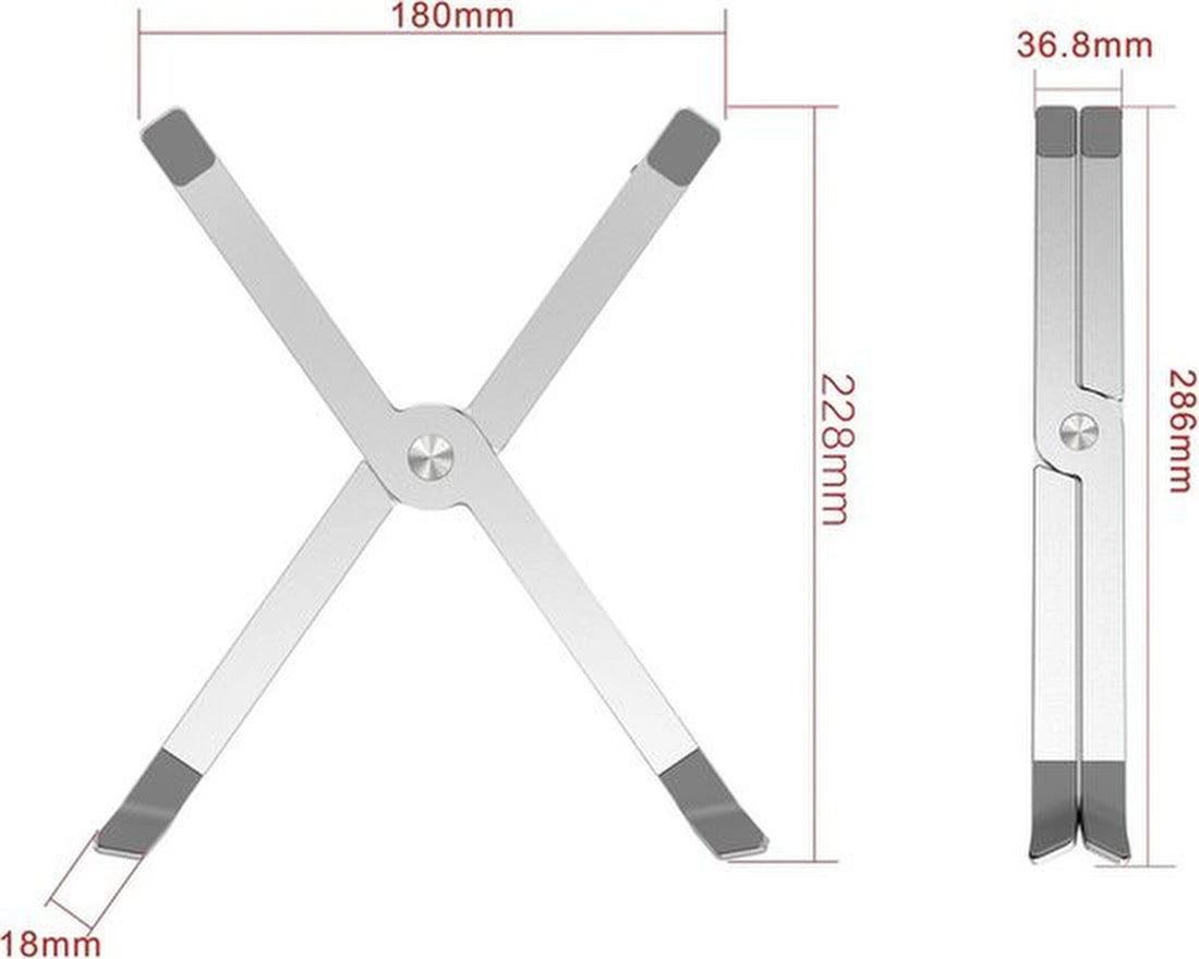 Laptopstandaard – Verstelbare Laptophouder – 10-17 Inch – Vouwbaar & Ergonomisch – Zilver-Notebookstandaard-Ilumina Benelux