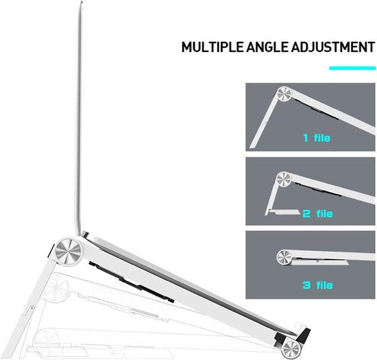 Laptopstandaard – Verstelbare Laptophouder – Ergonomische Laptopverhoger – t/m 17 inch – Wit-Notebookstandaard-Ilumina Benelux