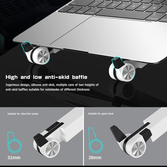 Laptopstandaard – Verstelbare Laptophouder – Ergonomische Laptopverhoger – t/m 17 inch – Wit-Notebookstandaard-Ilumina Benelux
