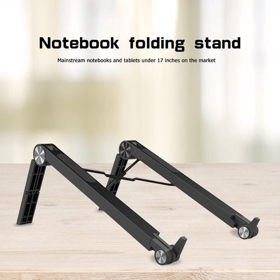 Laptopstandaard – Verstelbare Laptophouder – Ergonomische Laptopverhoger – t/m 17 inch – Zwart-Notebookstandaard-Ilumina Benelux