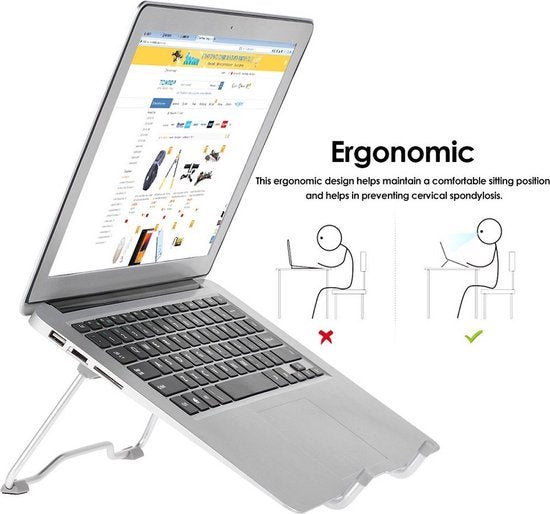 Laptopstandaard – Verstelbare Laptophouder – Vouwbaar en Licht – Voor 10-17 inch Laptop/Tablet/Boek – Zwart-Notebookstandaard-Ilumina Benelux