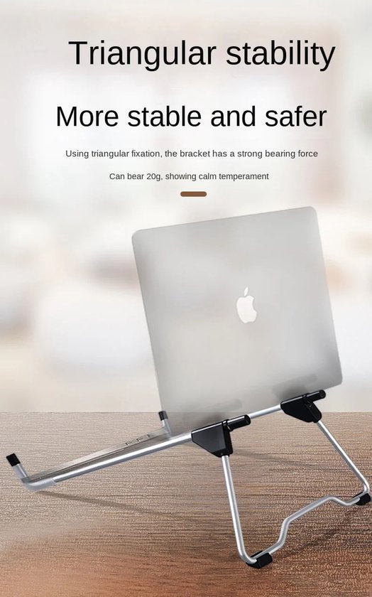 Laptopstandaard – Verstelbare Laptophouder – Vouwbaar en Licht – Voor 10-17 inch Laptop/Tablet/Boek – Zwart-Notebookstandaard-Ilumina Benelux