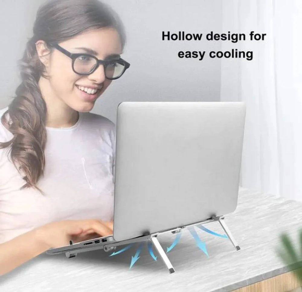 Laptopstandaard – Verstelbare laptop verhoger – Opvouwbare houder voor bureau – Voor laptop tablet smartphone – Goud-Notebookstandaard-Ilumina Benelux
