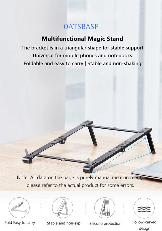 Laptopstandaard – Verstelbare laptop verhoger – Opvouwbare houder voor bureau – Voor laptop tablet smartphone – Goud-Notebookstandaard-Ilumina Benelux