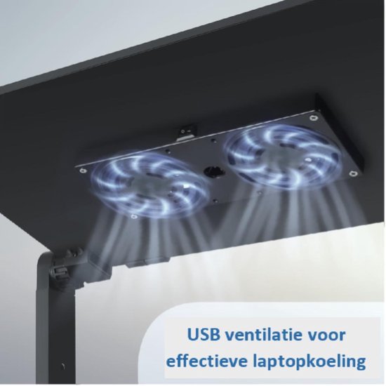 Laptopstandaard – Verstelbare laptoptafel met USB ventilatie – Laptophouder met muismat – Opvouwbaar – Zwart-Notebookstandaard-Ilumina Benelux