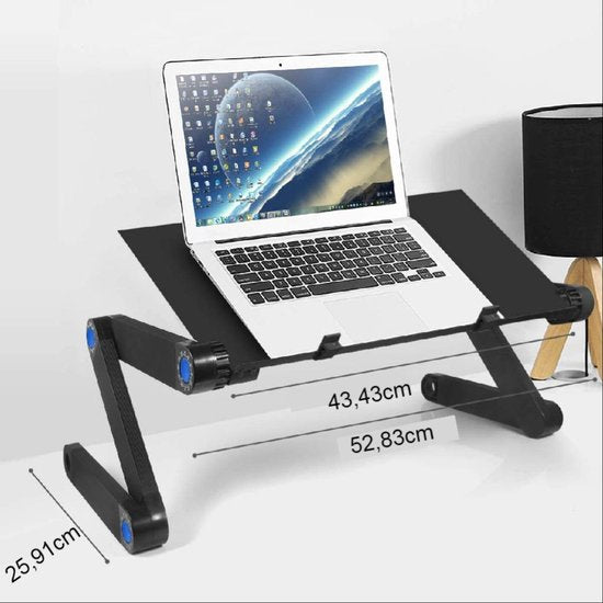 Laptopstandaard – Verstelbare laptoptafel met USB ventilatie – Laptophouder met muismat – Opvouwbaar – Zwart-Notebookstandaard-Ilumina Benelux