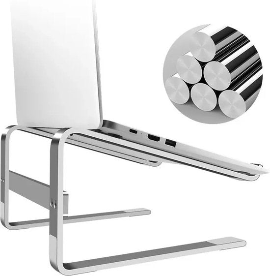 Laptopstandaard bureau – Aluminium laptop verhoger – Geschikt voor 10-18 inch – Ergonomisch – Zilver-Notebookstandaard-Ilumina Benelux