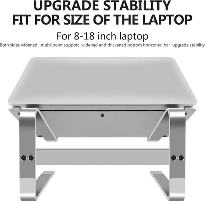 Laptopstandaard bureau – Aluminium laptop verhoger – Geschikt voor 10-18 inch – Ergonomisch – Zilver-Notebookstandaard-Ilumina Benelux