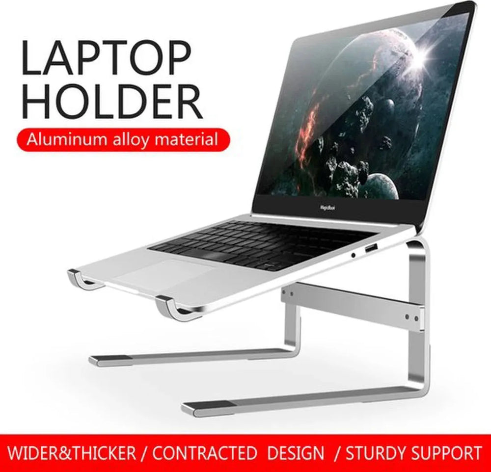 Laptopstandaard bureau – Aluminium laptop verhoger – Geschikt voor 10-18 inch – Ergonomisch – Zilver-Notebookstandaard-Ilumina Benelux