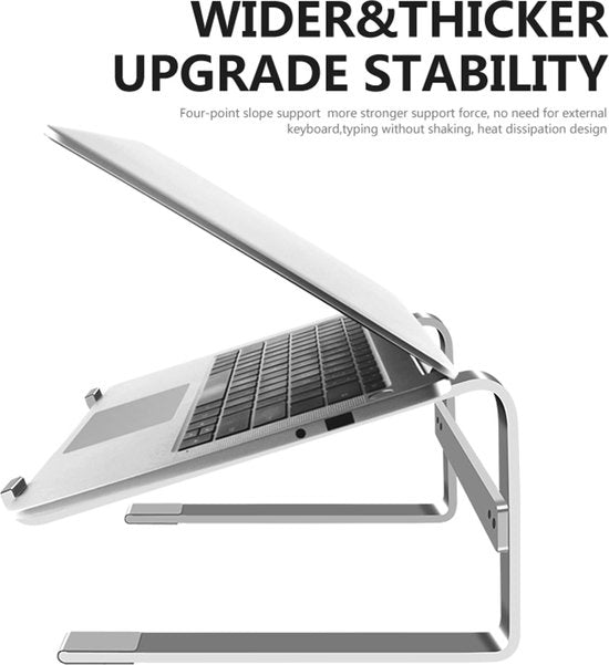 Laptopstandaard bureau – Aluminium laptop verhoger – Geschikt voor 10-18 inch – Ergonomisch – Zilver-Notebookstandaard-Ilumina Benelux