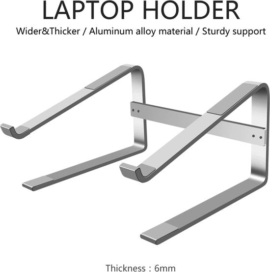 Laptopstandaard bureau – Aluminium laptop verhoger – Geschikt voor 10-18 inch – Ergonomisch – Zilver-Notebookstandaard-Ilumina Benelux