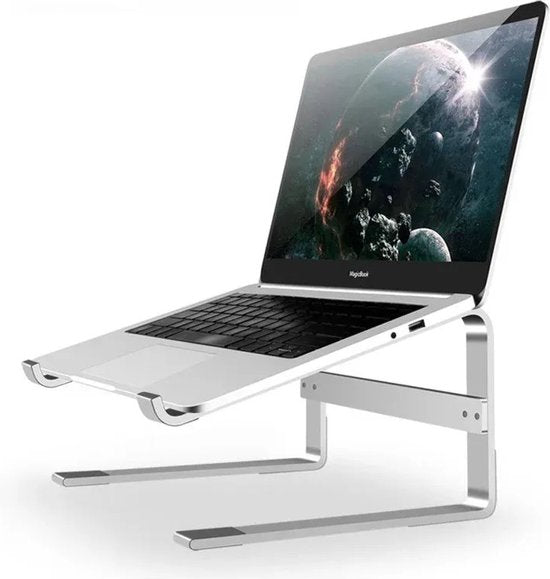 Laptopstandaard bureau – Aluminium laptop verhoger – Geschikt voor 10-18 inch – Ergonomisch – Zilver-Notebookstandaard-Ilumina Benelux