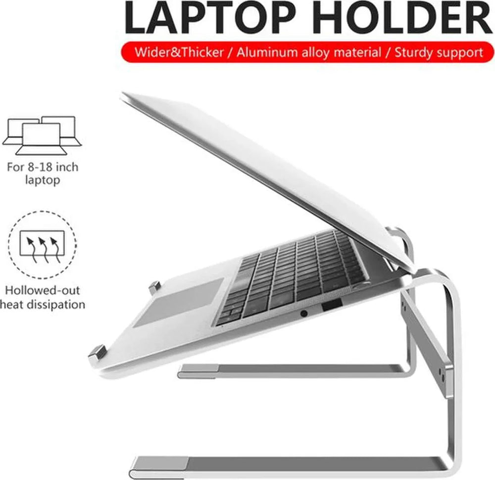Laptopstandaard bureau – Aluminium laptop verhoger – Geschikt voor 10-18 inch – Ergonomisch – Zwart-Notebookstandaard-Ilumina Benelux