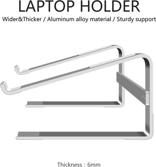 Laptopstandaard bureau – Aluminium laptop verhoger – Geschikt voor 10-18 inch – Ergonomisch – Zwart-Notebookstandaard-Ilumina Benelux