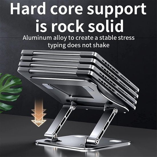 Laptopstandaard bureau – Aluminium opvouwbaar – Verstelbaar – 9,7-17 inch – Zilver-Notebookstandaard-Ilumina Benelux