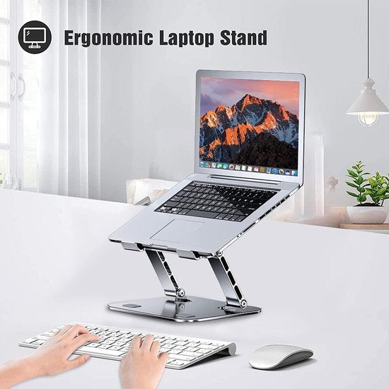 Laptopstandaard bureau – Aluminium opvouwbaar – Verstelbaar – 9,7-17 inch – Zilver-Notebookstandaard-Ilumina Benelux